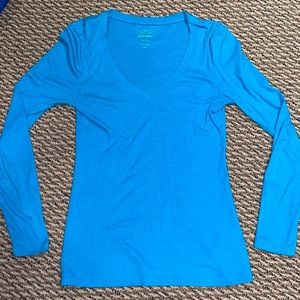 NEW old navy bright blue turquoise long sleeve v neck
